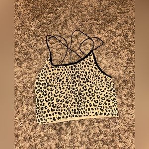 Leopard print crop top tank top